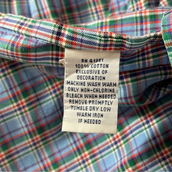 POLO Ralph Lauren Button Down Shirt Men's Blue Green Plaid Slim Fit Size Large - Picture 3 of 6